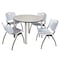Kee Kee Round Table & Chair Set, Wood, Metal, Plastic Top, Maple TB48RNDPLBPCM47GY - alternate 1